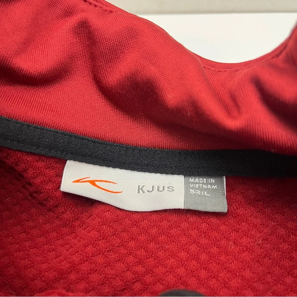 KJUS Men Diamond Fleece Half Zip Red Burgundy Pullover SZ Large Stretch Athletic